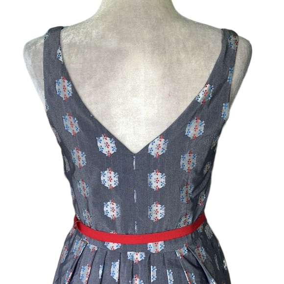 RARE Anthro Eva Franco Abigail Metallic Silver Polka Dot Tie Waist Bow Dress - 2 - Picture 10 of 15